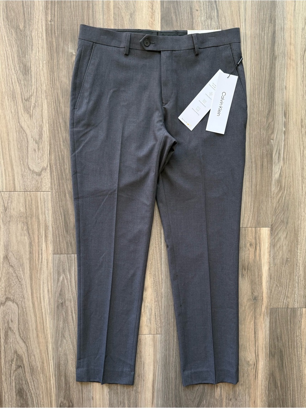 NWT Calvin Klein Jayden Skinny Fit Dress Pants in Charcoal Grey Size 32W X 29L